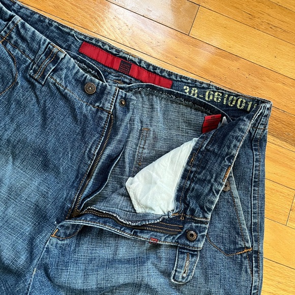 VTG Girbaud Shuttle Tape Straps Jeans Spellout Y2K 90s Silver Baggy Loose Wide - Picture 3 of 12